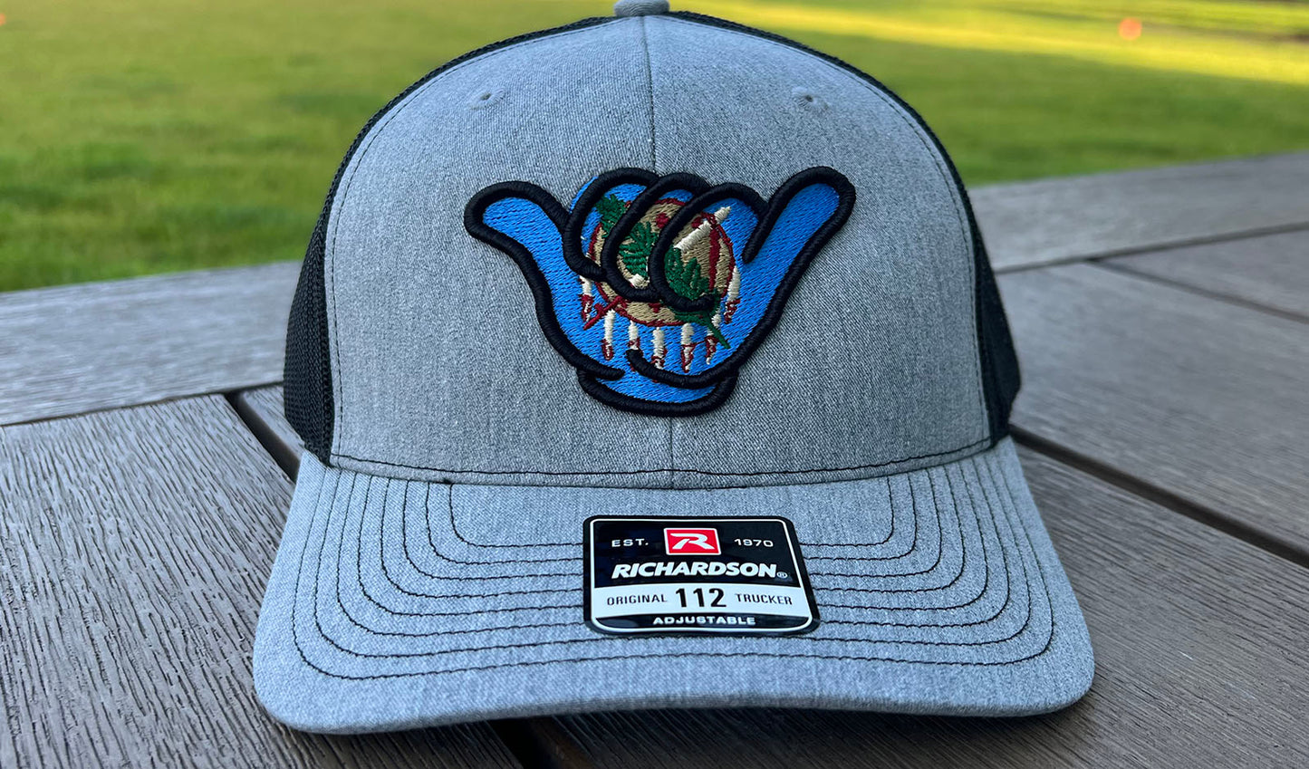 Oklahoma Flag Hang Loose Cap - R112 Gray/Black Snapback