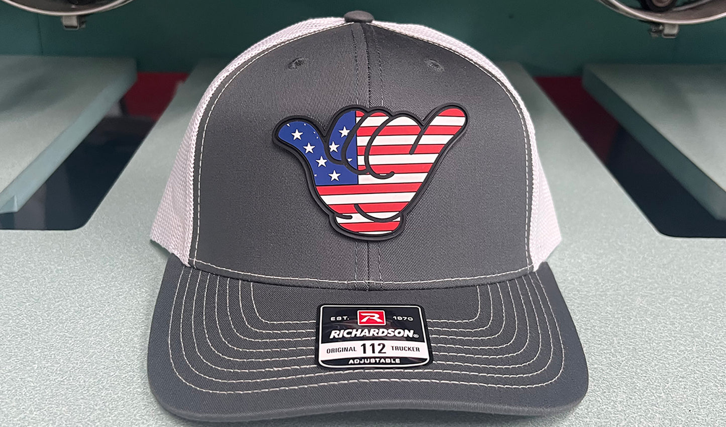 USA Flag Hang Loose Cap - Richardson 112 Snapback Charcoal/White