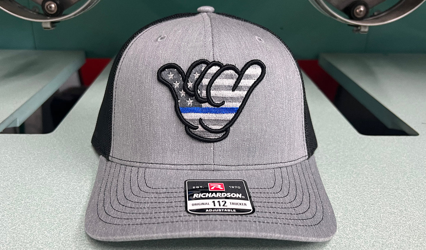 Police Blue Thin Line Hang Loose Cap - R112 Gray/Black Snapback