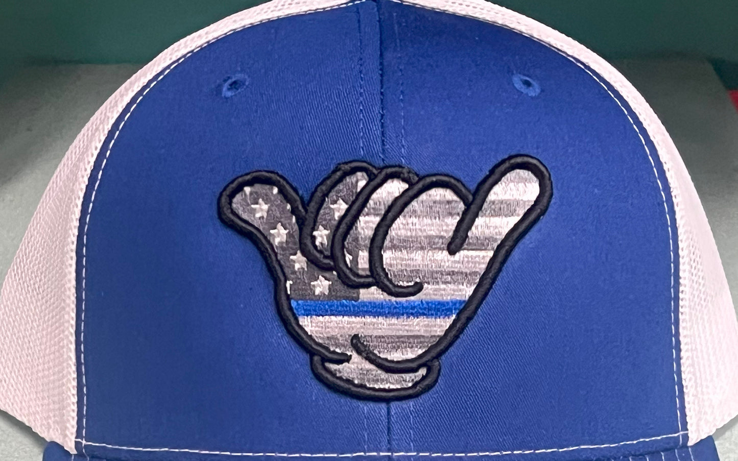 Police Blue Thin Line Hang Loose Cap - R112 Royal Blue/White Snapback