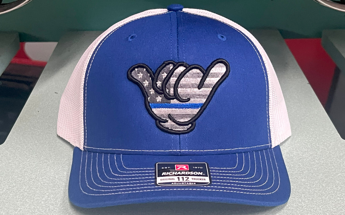Police Blue Thin Line Hang Loose Cap - R112 Royal Blue/White Snapback