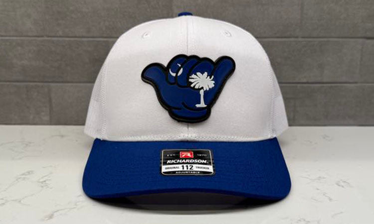 SC Flag PVC Hang Loose Hat - Richardson 112 Snapback White/Royal Blue