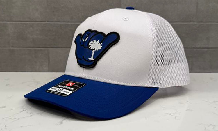 SC Flag PVC Hang Loose Hat - Richardson 112 Snapback White/Royal Blue