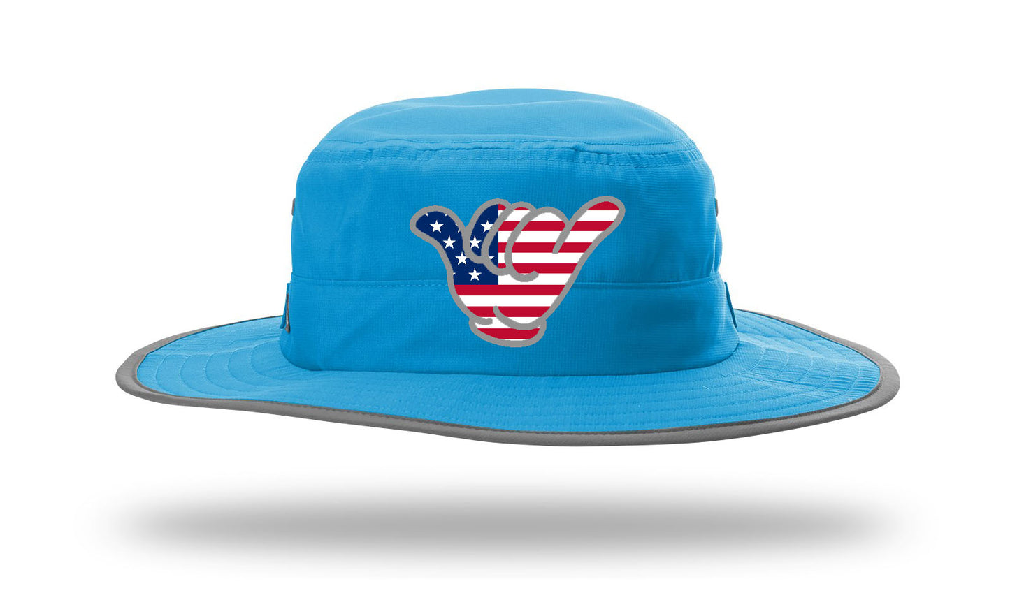 USA Flag Hang Loose Bucket - Richardson 810 Sky Blue