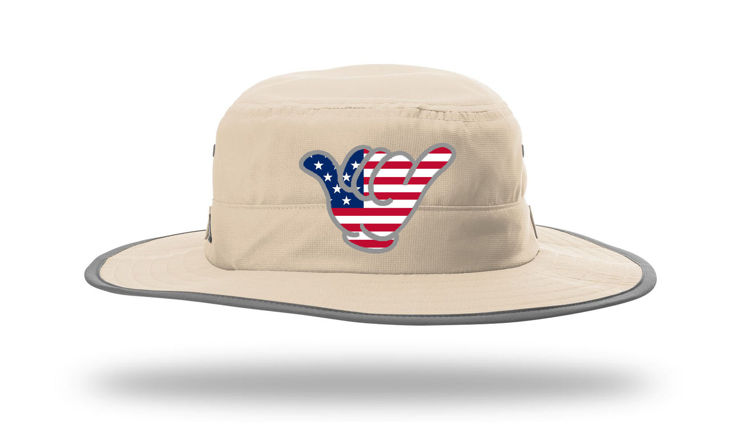 USA Flag Hang Loose Bucket - Richardson 810 Tan