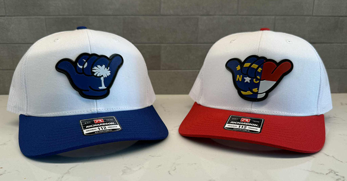 SC Flag PVC Hang Loose Hat - Richardson 112 Snapback White/Royal Blue