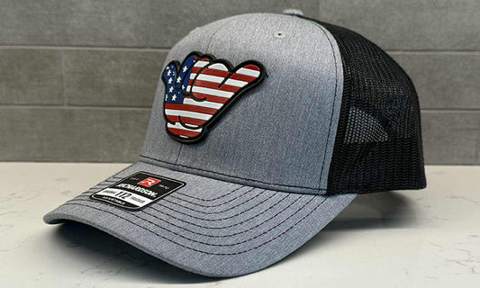 USA Flag Hang Loose Cap - Richardson 112 Snapback Heather Gray/Black