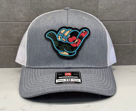 Hawaiian Hang Loose Hat - Richardson 112 Snapback Heather Gray/White