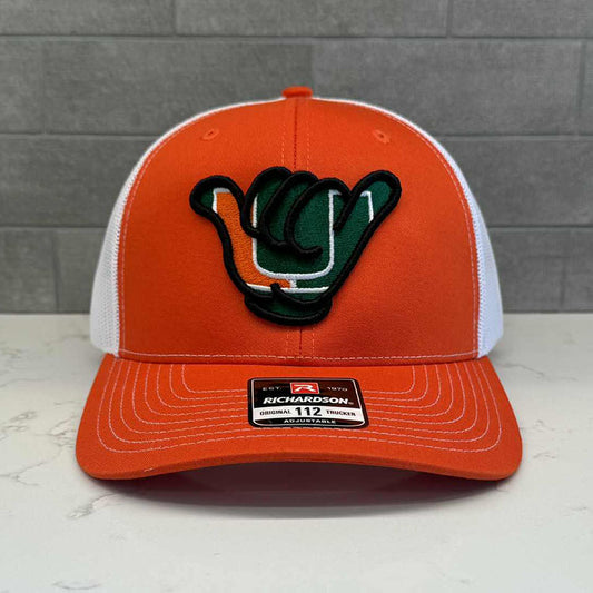 Miami Hurricanes Hang Loose Hat - Richardson 112 Snapback Orange/White